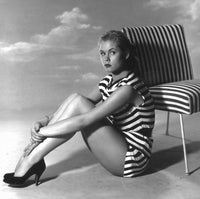 Elizabeth Montgomery sitting in stripes photo print