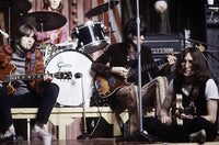 John Lennon on stage with Eric Clapton, Mitch Mitchell, and Keith Richards photo print.