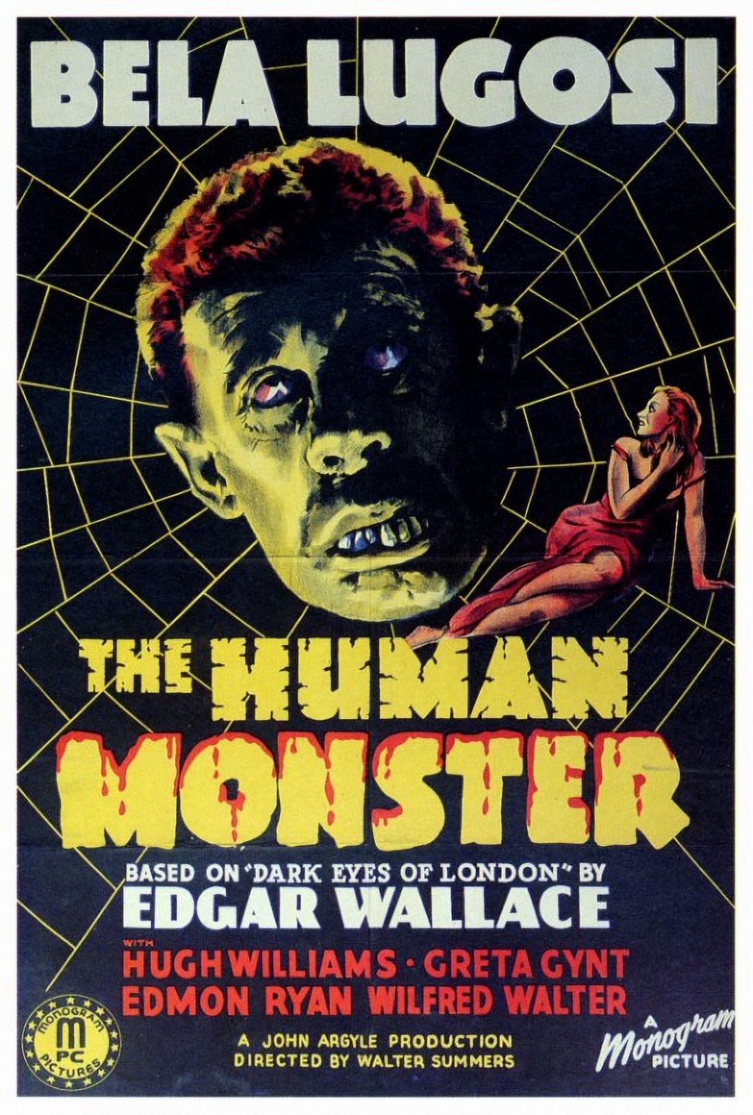 Vintage movie poster of 'The Human Monster' in 27x40 size.