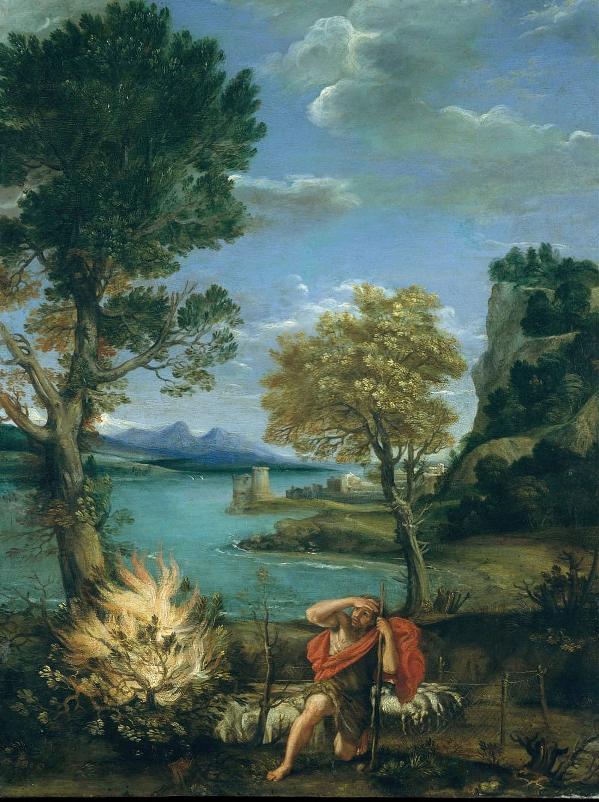 Landscape with Moses and the Burning Bush Poster Print by Domenichino