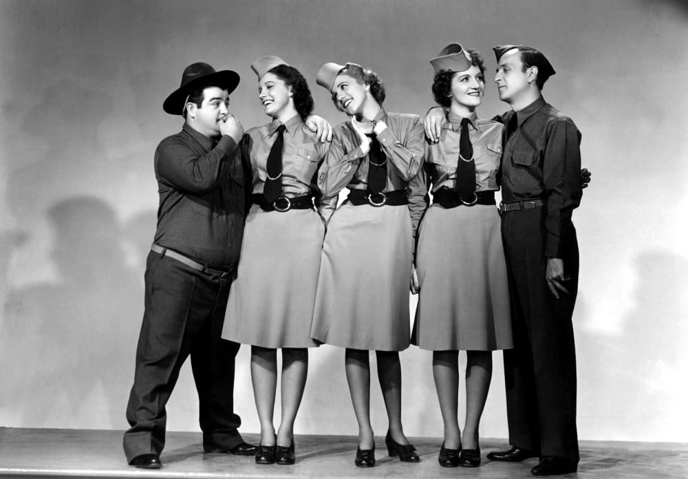 Buck Privates photo print featuring Lou Costello and The Andrews Sisters from the 1941 film