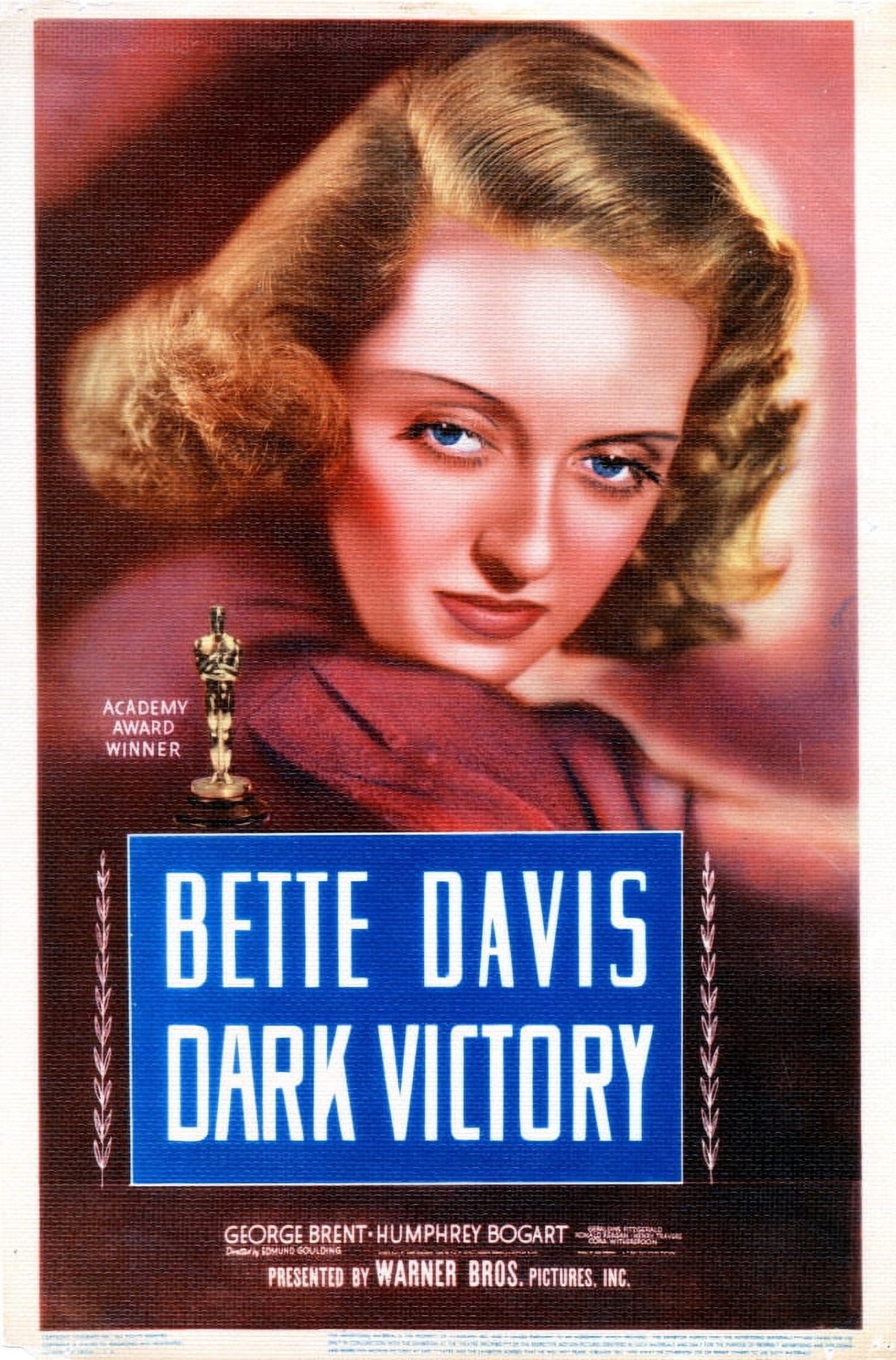 Dark Victory movie poster print featuring Bette Davis, 1939, 11x17
