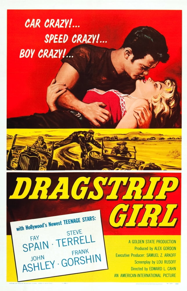 Dragstrip Girl movie masterprint poster from the 1957 film featuring dynamic vintage art.