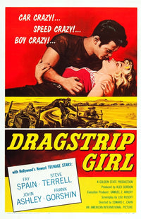 Dragstrip Girl movie masterprint poster from the 1957 film featuring dynamic vintage art.