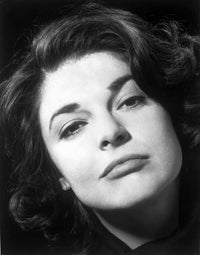 Black and white portrait photo print of Anne Bancroft in side view.