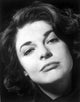 Black and white portrait photo print of Anne Bancroft in side view.