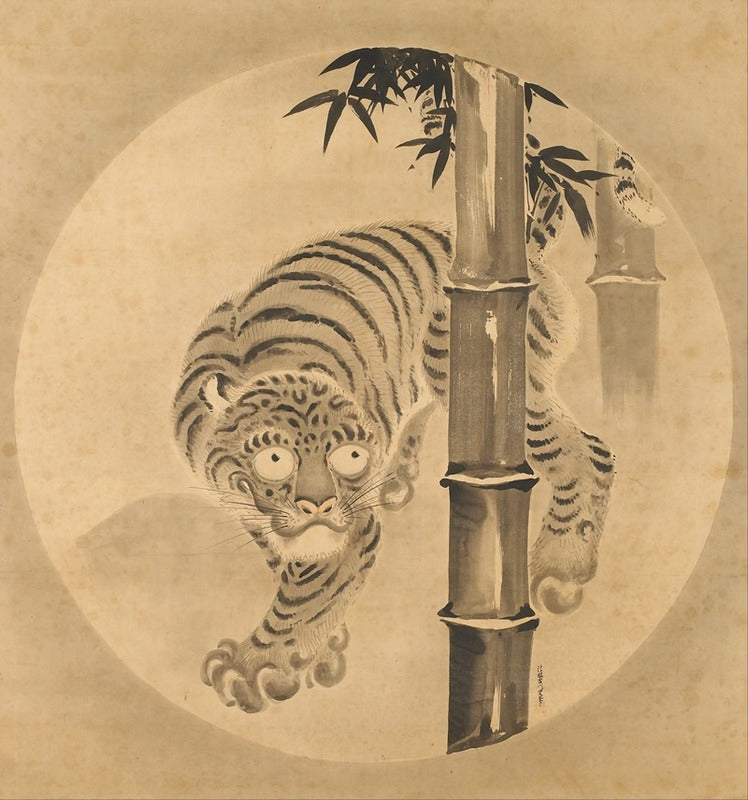 Tiger Emerging from Bamboo by Kanō Tsunenobu art print.