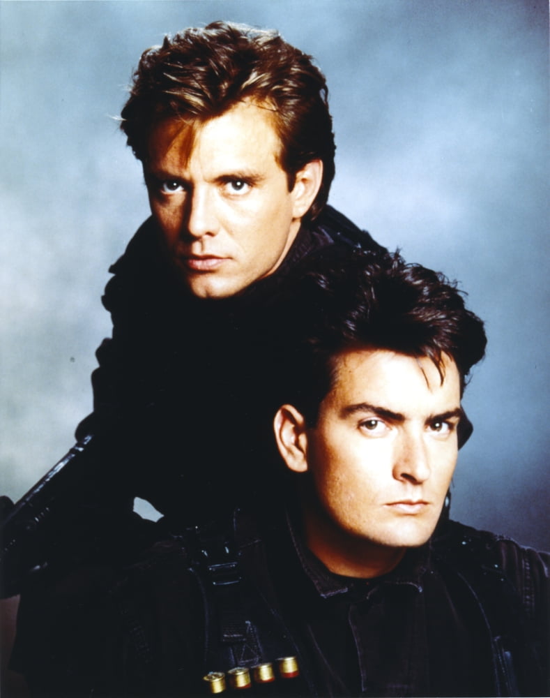 Michael Biehn posed in a group portrait wearing a black leather jacket photo print