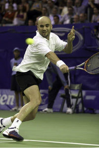 Andre Agassi playing tennis photo print in action.