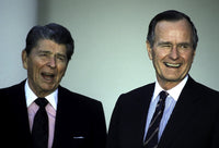 Ronald Reagan and George Bush Sr. photo print showcasing iconic American leadership.