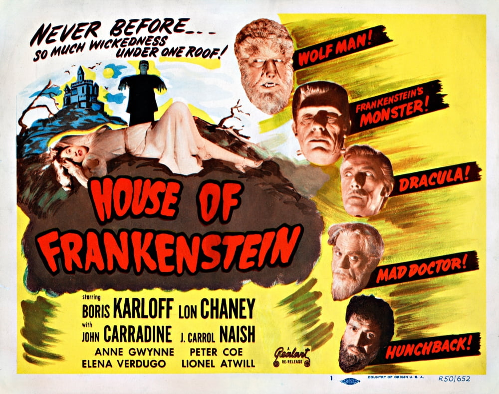 House of Frankenstein Movie Poster Masterprint showcasing classic horror film art.