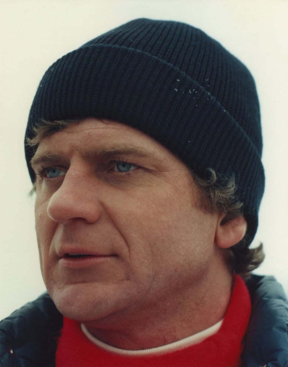 Close-up portrait photo print of Robert Foxworth looking away.