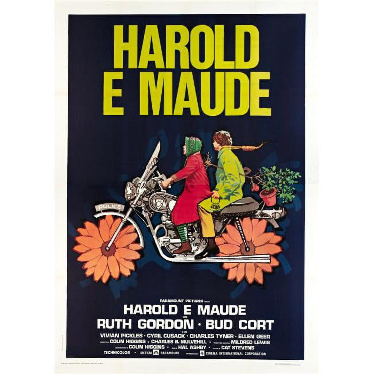 Harold and Maude movie poster featuring Ruth Gordon and Bud Cort - Italian film art (11x17)