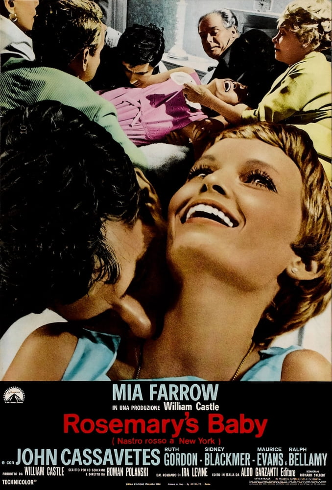 Rosemary's Baby Movie Poster Masterprint featuring Mia Farrow and John Cassavetes from the 1968 film.