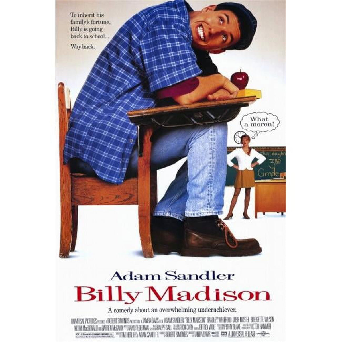 Billy Madison movie poster print in 27x40 size, featuring iconic scenes from the film.