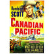 Canadian Pacific Movie Poster Print featuring Randolph Scott, Jane Wyatt, and Nancy Olson from 1949