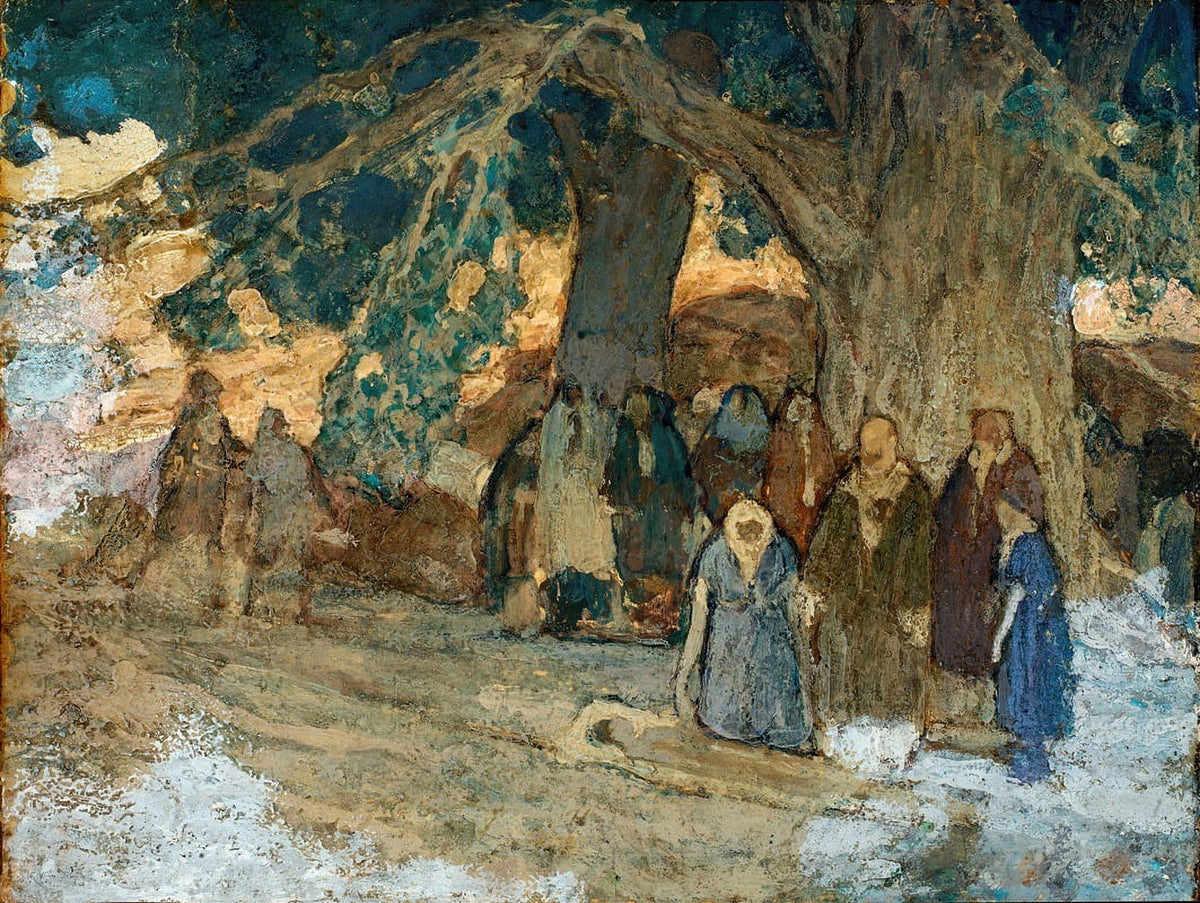 'He Healed the Sick' art print by Henry Ossawa Tanner, showcasing compassion and healing.
