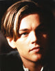 Close-up portrait photo print of Leonardo DiCaprio against a black background.