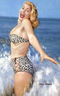 Anita Ekberg Cheetah Ocean Photo Print showcasing vintage glamour.