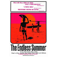 The Endless Summer Movie Poster Print featuring vibrant surf imagery.