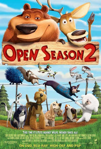 Open Season 2 Movie Poster in 11x17 size featuring colorful animated characters.
