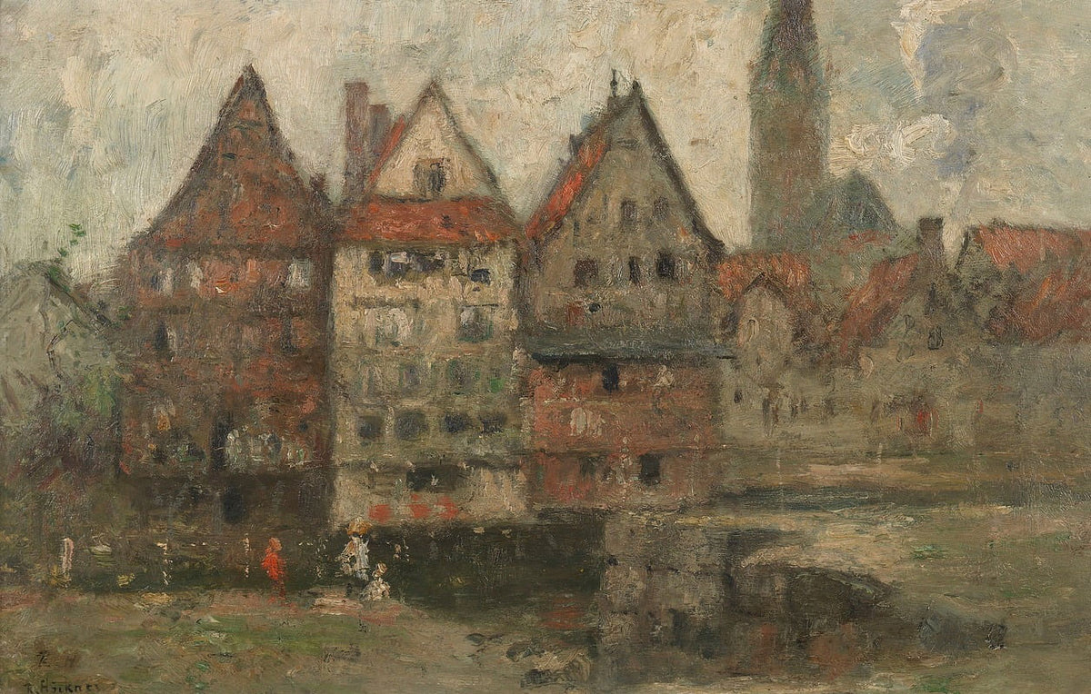 Am Stintmarkt in Lüneburg (1920) art print by Rudolf Hückner, showcasing vibrant historic scenery.
