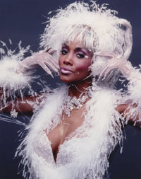 Vivica Fox portrait photo print in a feather dress, 8 x 10
