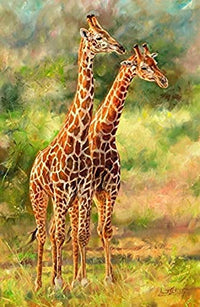 Two Giraffes Poster Print by David Stribbling showcasing elegant wildlife art.