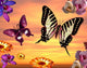 Butterfly Sunset Poster Print by Alixandra Mullins featuring vibrant butterflies and a colorful sunset.