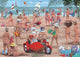 The Nudist Beach Poster Print by Peter Adderley, showcasing a vibrant beach scene.