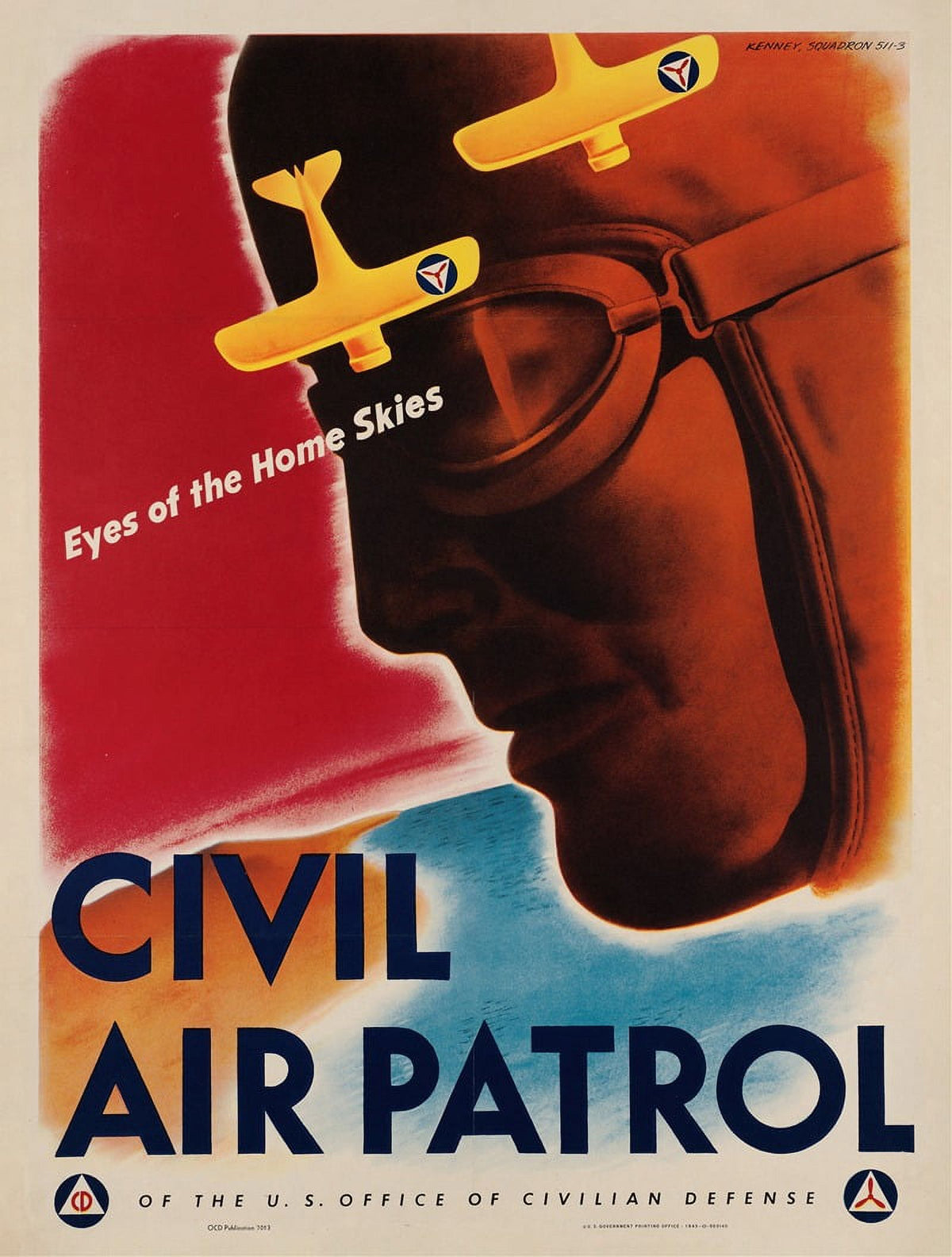 Civil Air Patrol 1943 poster print by Clayton Kenney, showcasing aviation history.