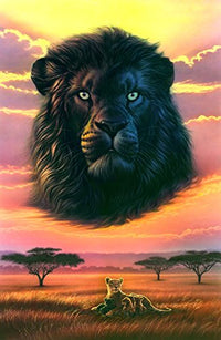 Black Lion Poster Print by Andrew Farley showcasing majestic wildlife art