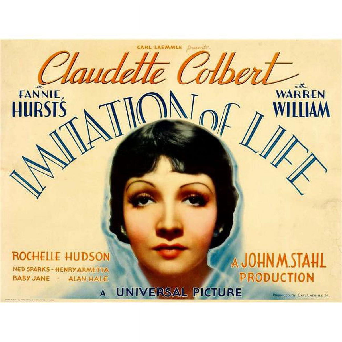 Imitation of Life movie poster featuring Claudette Colbert (14x11)