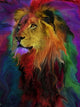 Rainbow Lion Poster Print by Alixandra Mullins featuring vibrant colors