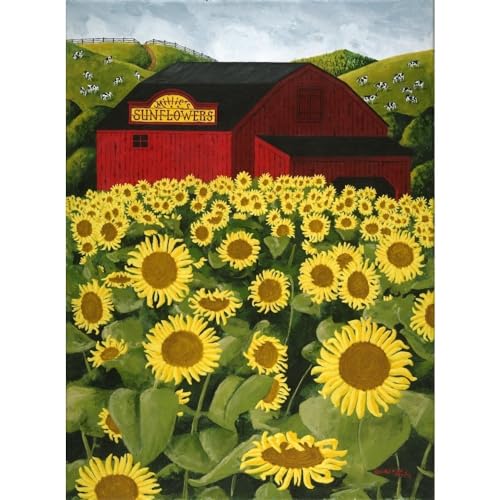 Milles Sunflowers Poster Print by Art Poulin, vibrant floral artwork.