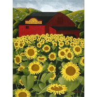 Milles Sunflowers Poster Print by Art Poulin, vibrant floral artwork.