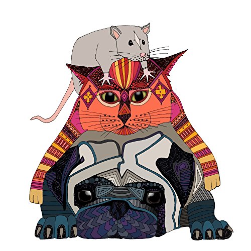 Mouse Cat Pug art print by Sharon Turner showcasing whimsical animal characters.