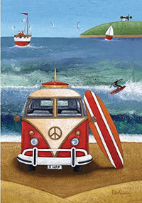 Volkswagen Surfboard Poster Print by Peter Adderley featuring vibrant colors