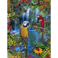 Bird Tropical Land Poster Print by Alixandra Mullins showcasing vibrant tropical scenery.