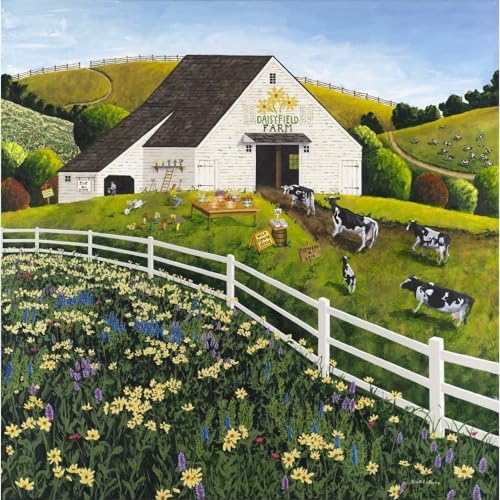 Daisy Field Farm Poster Print by Art Poulin featuring vibrant daisies