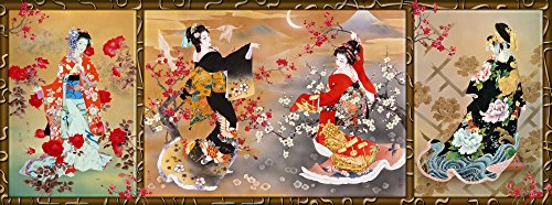 Oriental Triptych Poster Print by Haruyo Morita featuring intricate designs and harmonious colors.