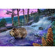 Tahoe Bear Sunset Poster Print by Alixandra Mullins showcasing a bear silhouette against a colorful sunset.
