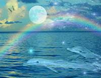 Blue Mystic Dolphin Poster Print by Alixandra Mullins featuring a dolphin in clear ocean water