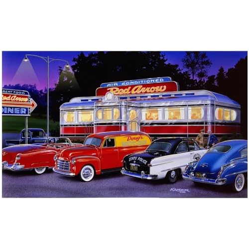 Red Arrow Diner Poster Print by Bruce Kaiser, showcasing classic diner aesthetics.