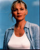 Kim Cattrall in white tank top and denim shirt photo print
