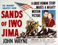 Sands of Iwo Jima movie poster featuring John Wayne, 1949 classic film print.