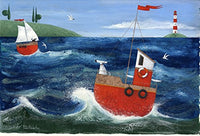 Ship Ahoy Poster Print by Peter Adderley featuring colorful ships sailing