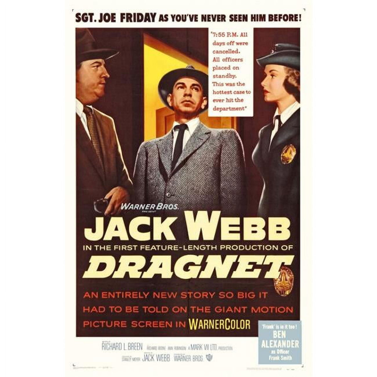 Dragnet Movie Poster Print showcasing classic crime drama.