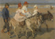 Donkey Rides On The Beach Poster Print in vibrant colors and playful design.