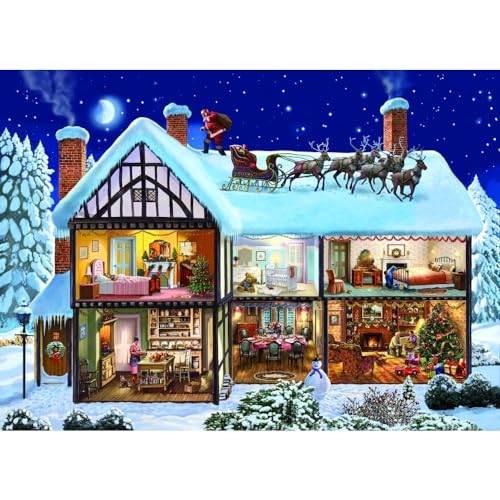 Christmas House Poster Print by Steve Crisp showcasing a festive scene.